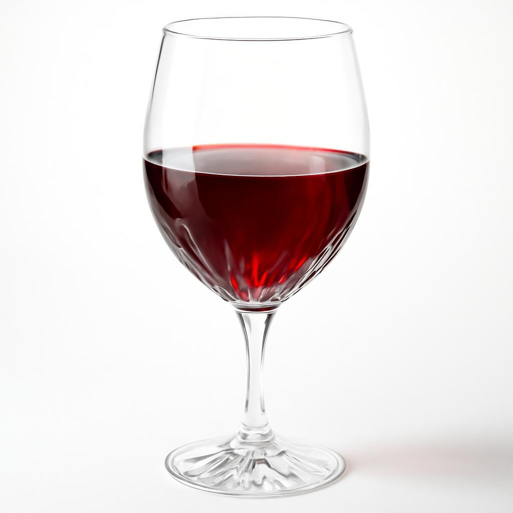 Verre de Bourgogne rouge Pinot Noir cristallin rubis sur fond blanc lumineux