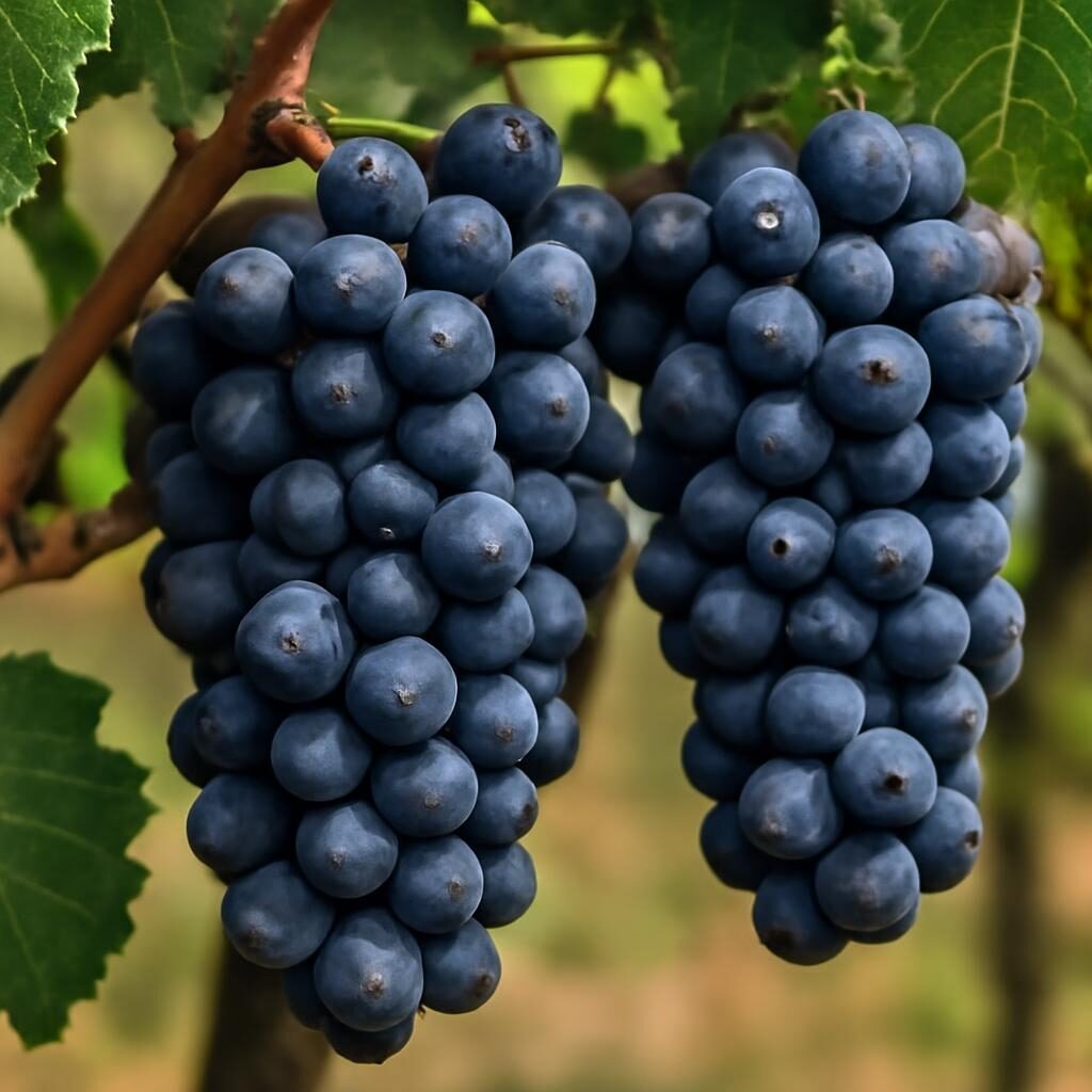 Grappes de raisin Tannat à la vendange dans le vignoble de Madiran