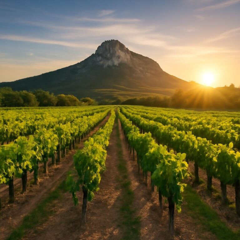 Paysage viticole de Pic Saint Loup dans le Languedoc