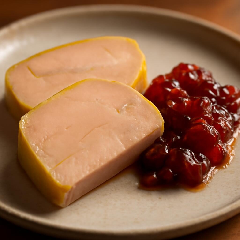 Terrine de foie gras avec chutney de figues et verre de Sauternes