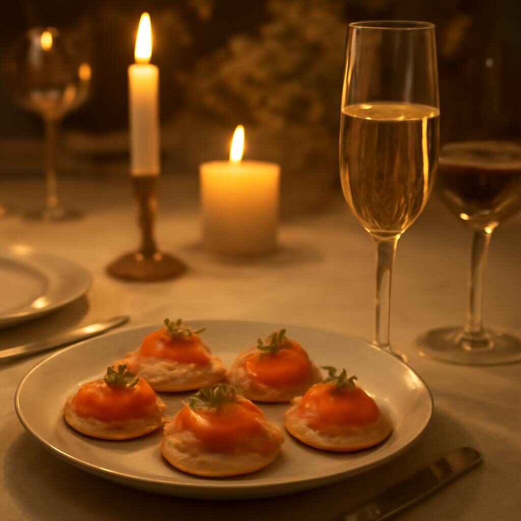 Table festive avec blinis de saumon fume