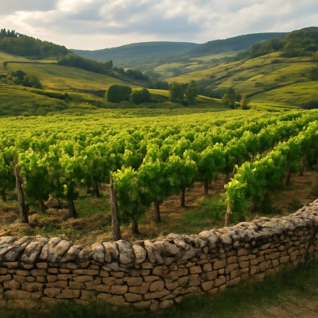 Vignoble Chardonnay Beaujolais coteaux pierres dorées