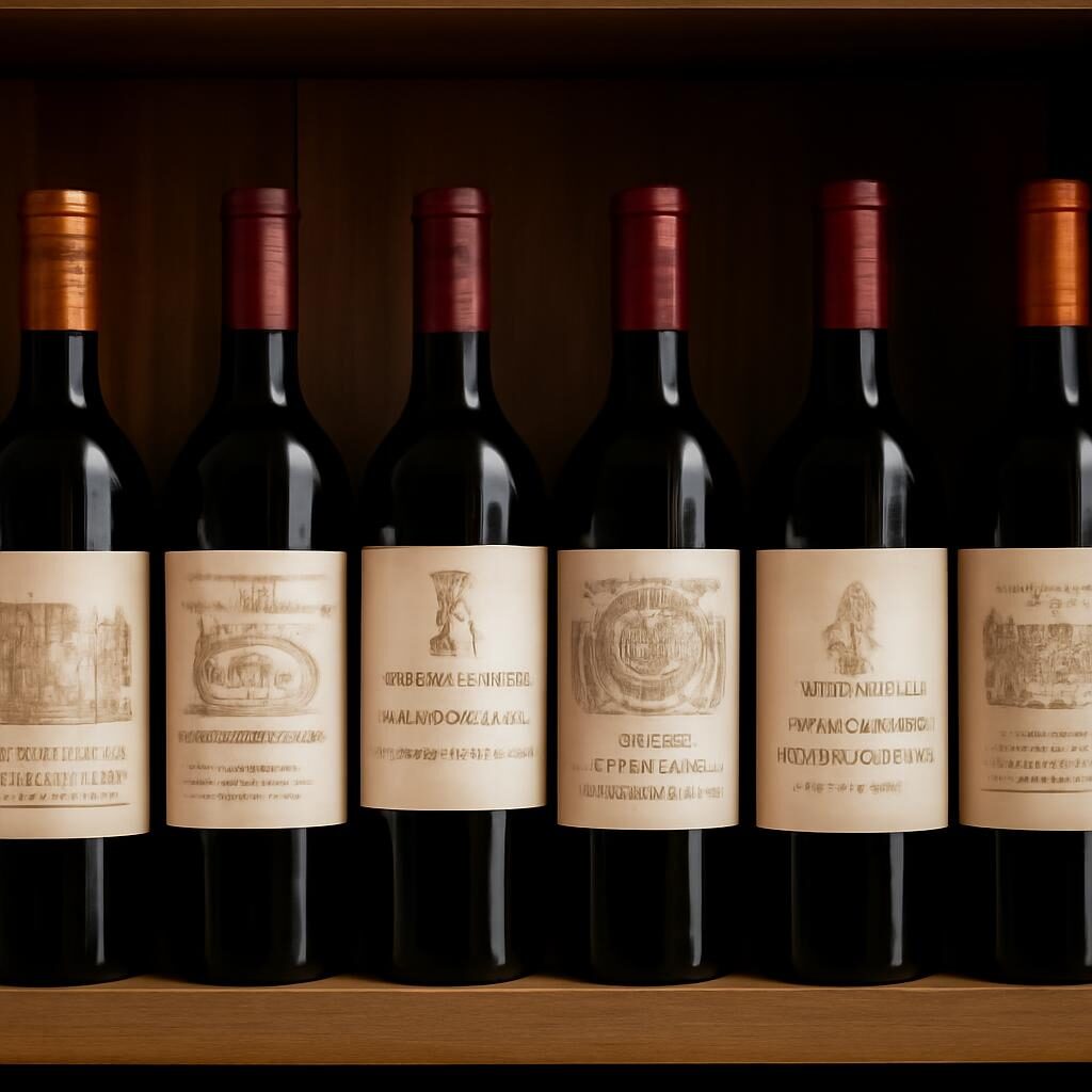 Collection de Grands Crus Classés Bordeaux dans une cave