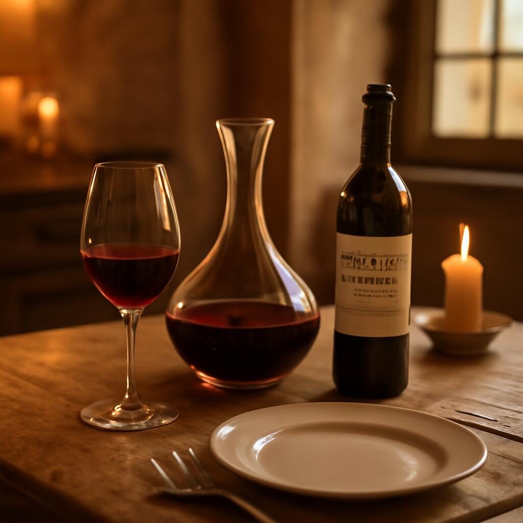 Verre de Lalande-de-Pomerol décanté pour la dégustation