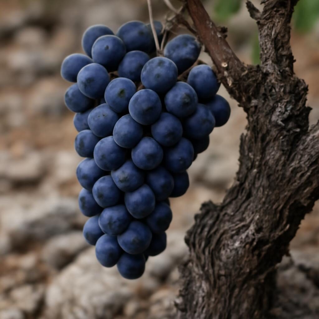 Grappes de Syrah sur granite du Rhône Nord