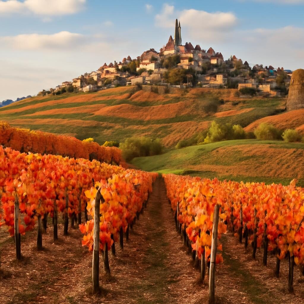 Vignobles de Sancerre rouge Pinot Noir Loire village sur colline automne