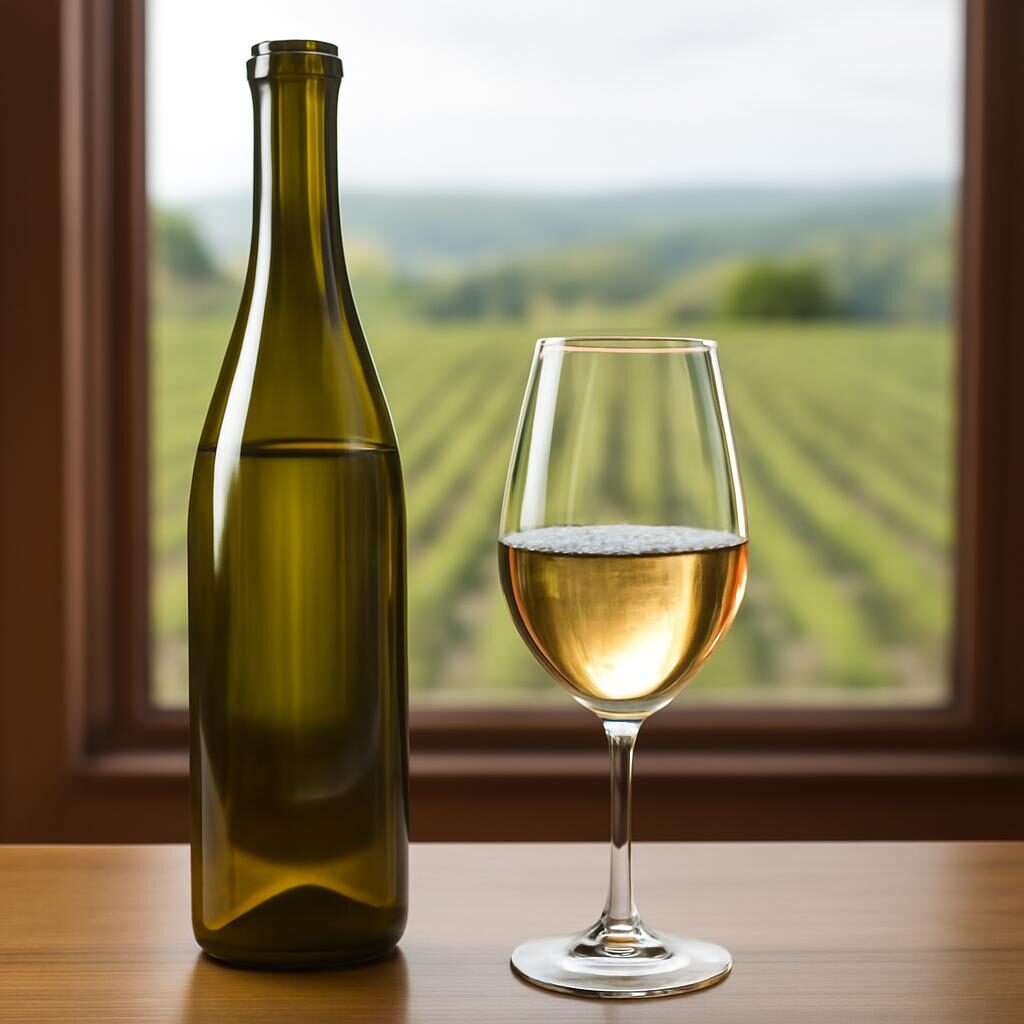 Vin blanc d'Alsace Riesling versé dans un verre tulipe
