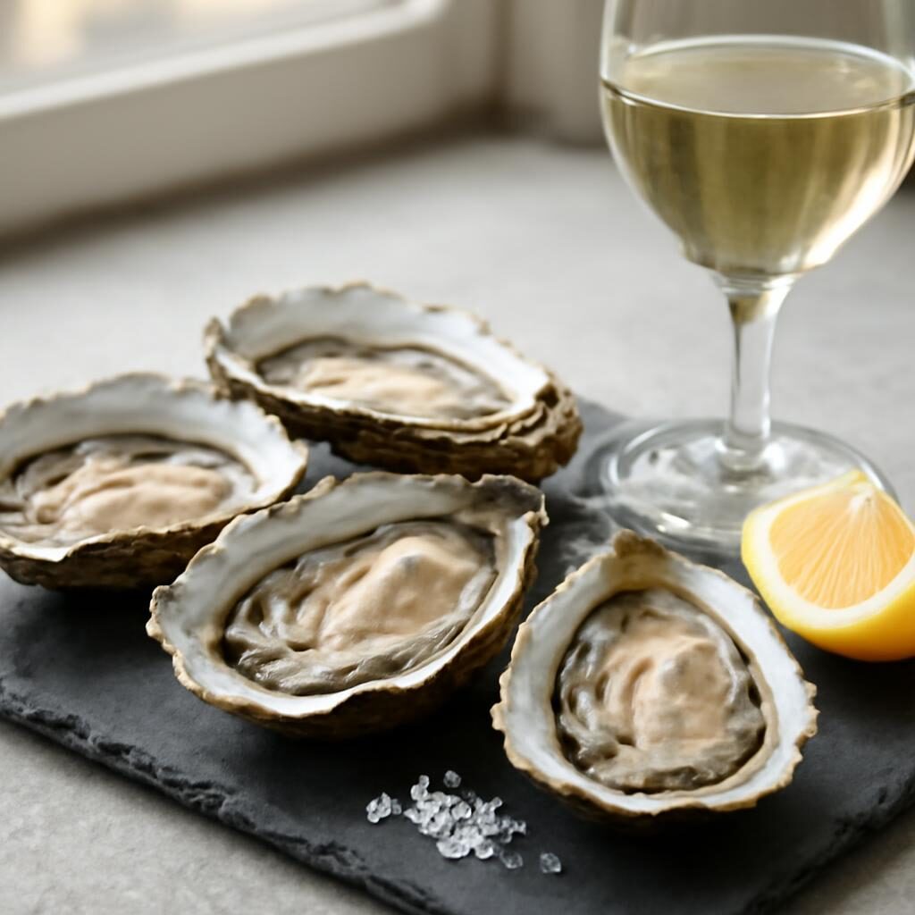 Huîtres fraîches avec verre de Muscadet