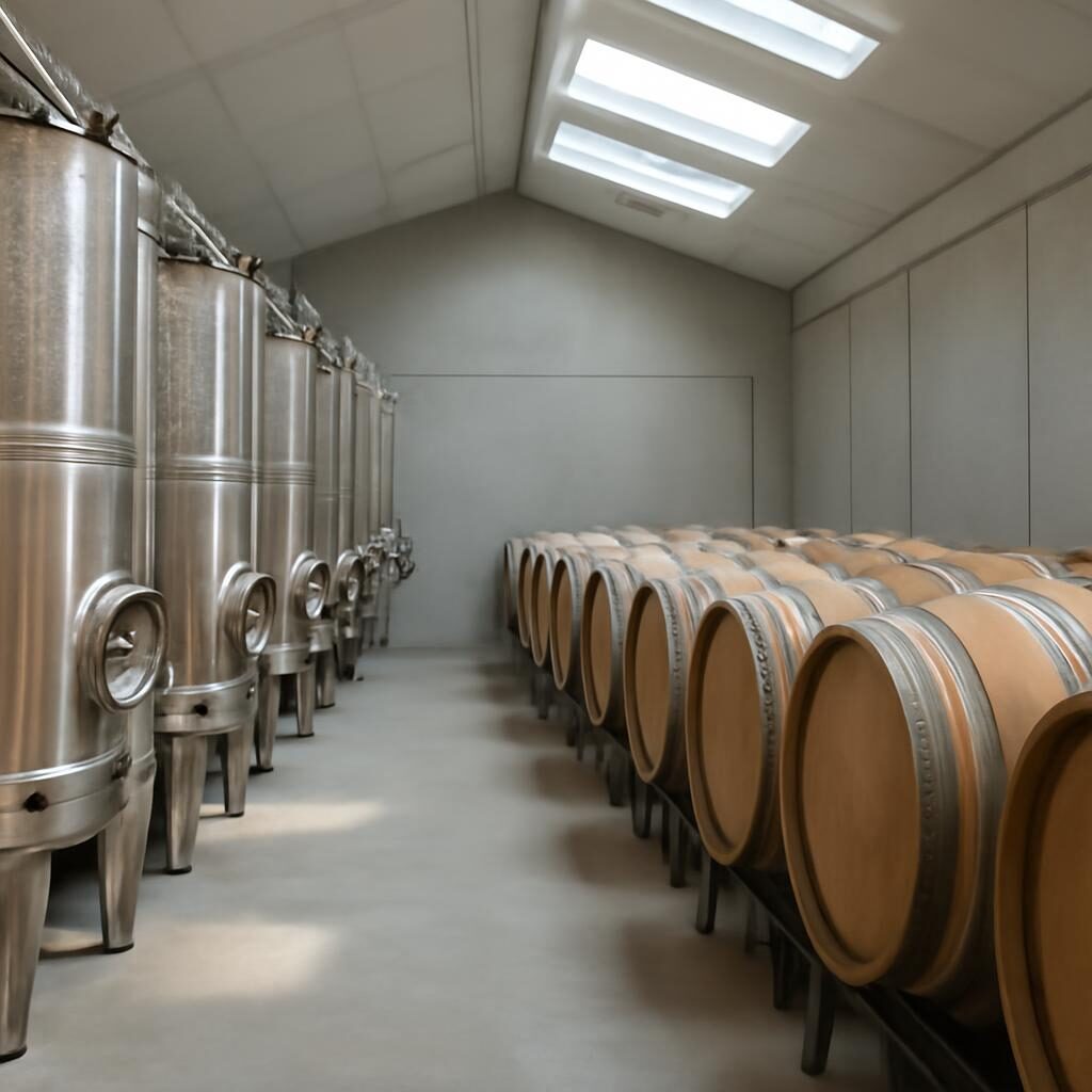 Vin sans sulfite vinifié en cave naturelle moderne
