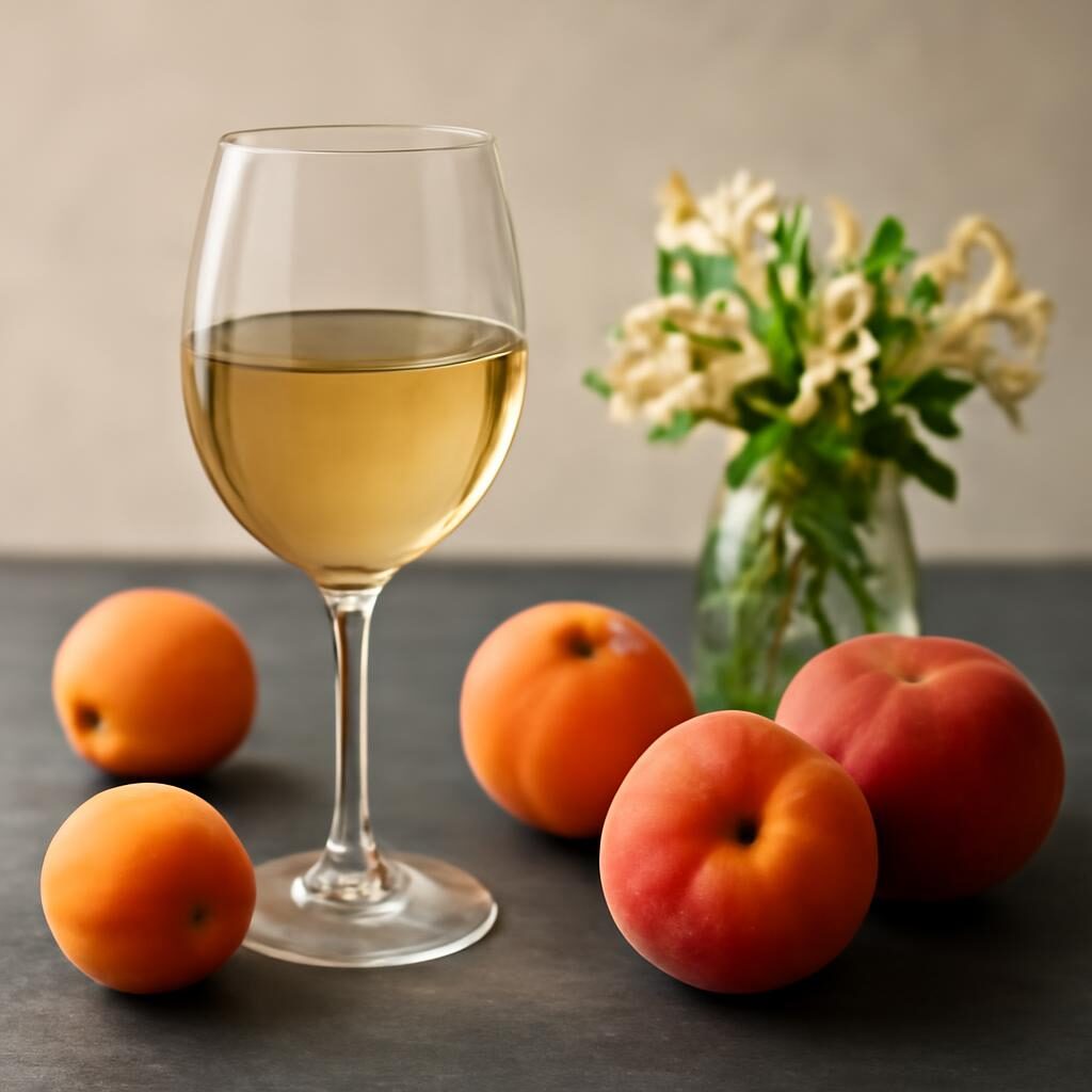 Vin Viognier verre or dore abricot peche degustation