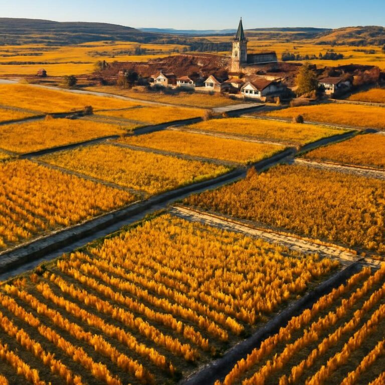 Vignoble de Vosne-Romanee en Cote de Nuits Bourgogne automne