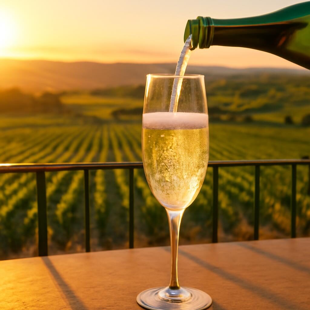 Flûte de Blanquette de Limoux au-dessus des vignobles