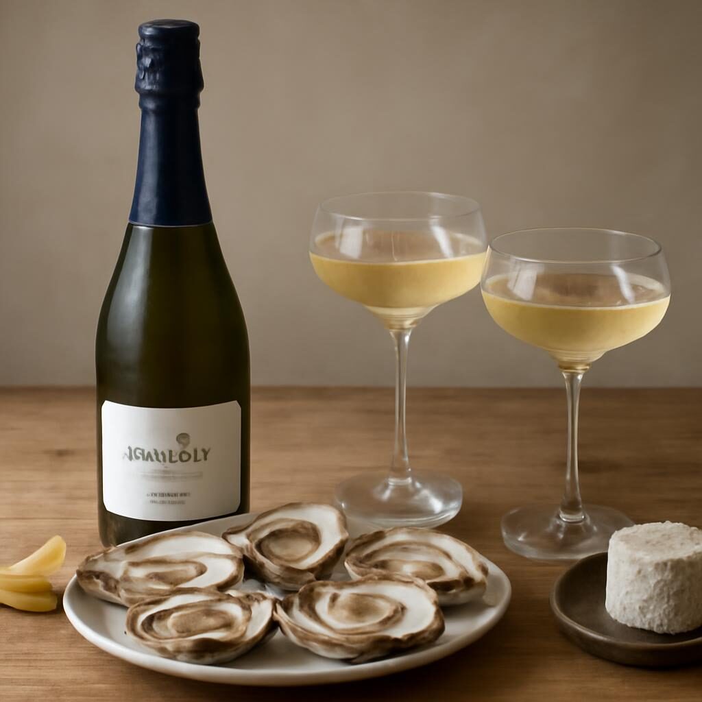 Apéritif Blanquette de Limoux fromage chèvre huîtres