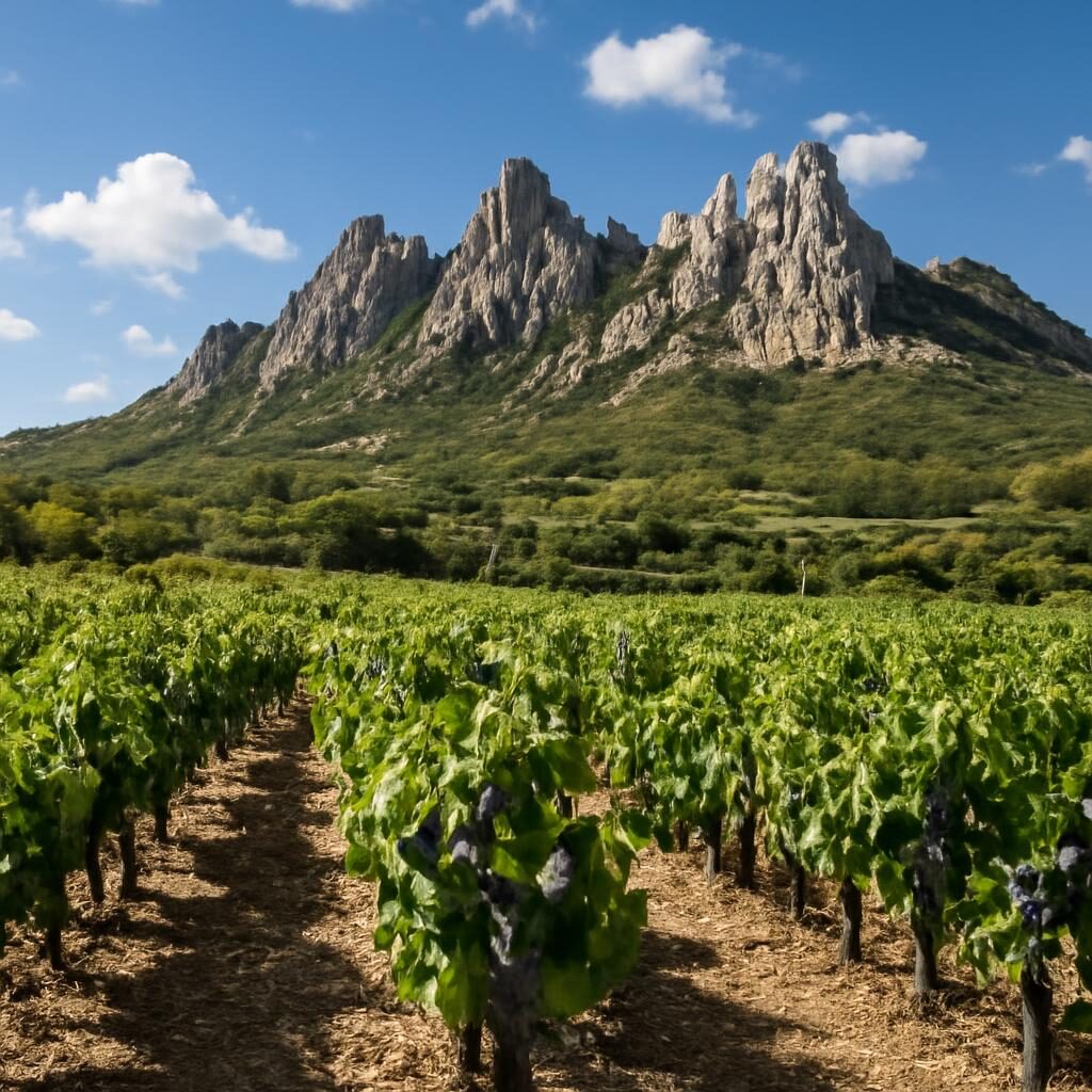 Gigondas vin rouge vignobles au pied des Dentelles de Montmirail