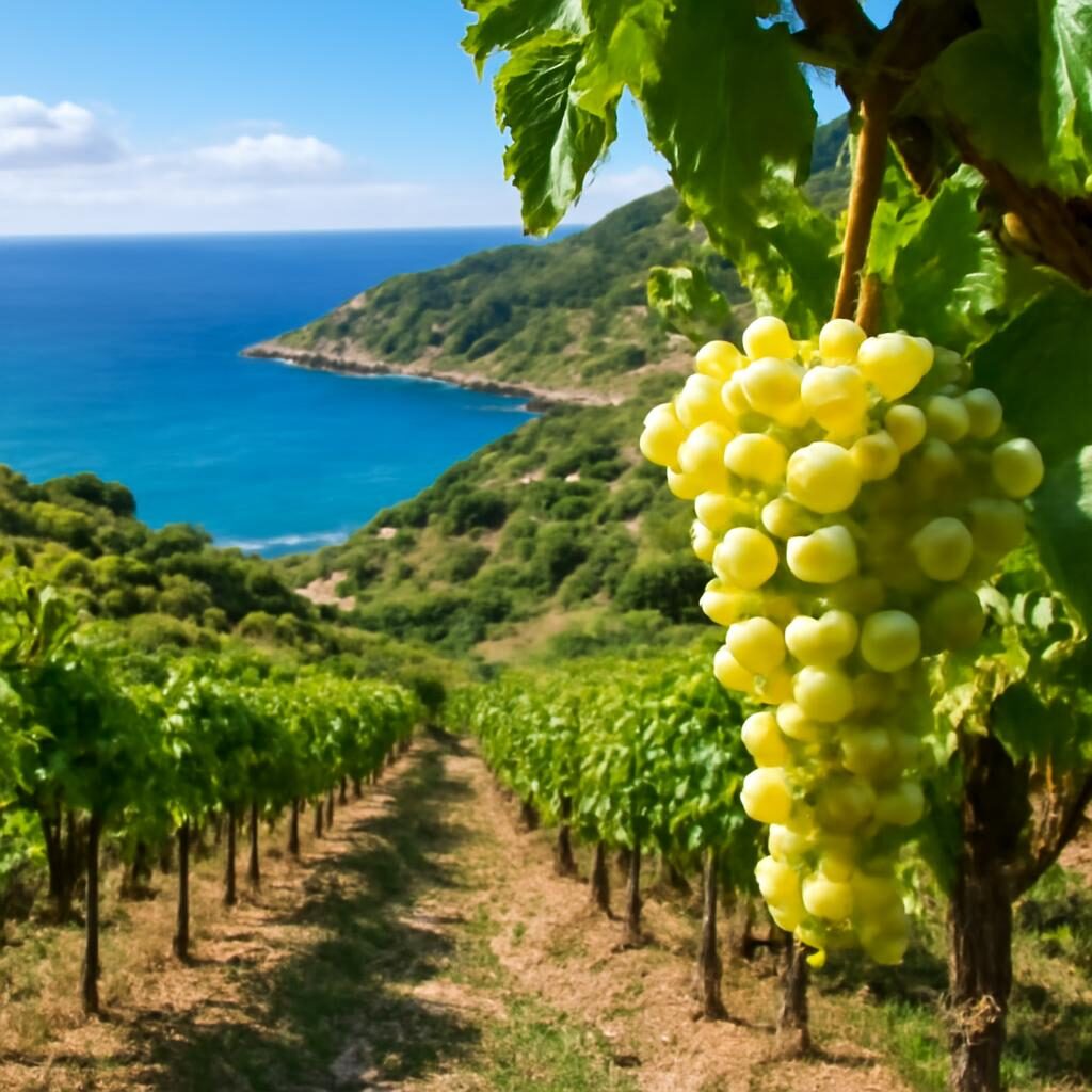 Vermentino vignoble méditerranéen coteau face à la mer