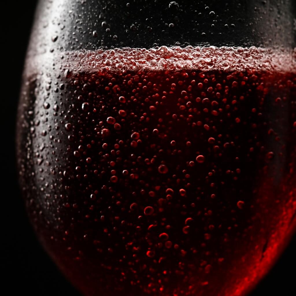 Vin rouge petillant bulles fines dans un verre