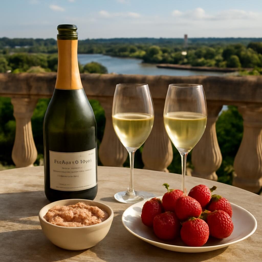 Apéritif Vouvray pétillant rillettes et fraises de Loire